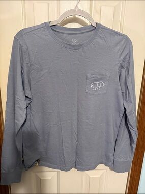 ivory ella women’s  Long-Sleeve Pocket Tee in Light Blue
